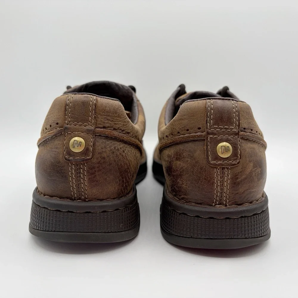 Merrell World Rambler Men 10 US Comfort Leather Walking Shoes Sneakers Brown